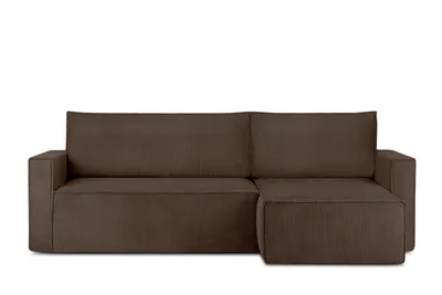 Obrázek produktu pro Konsimo levá/pravá rohová pohovka s funkcí spaní s područkami "NAPI", tmavě hnědá, manšestrová látka, Loft, 246x89x148 cm