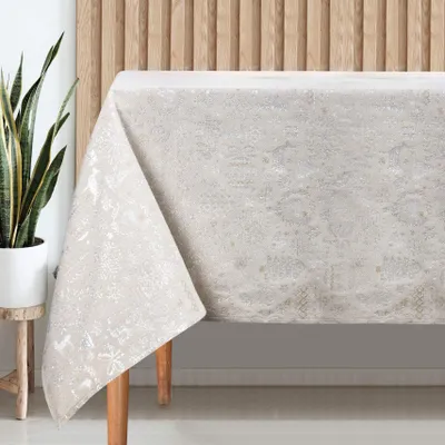 Tischdecke Goldfaden, 140x140 cm, Grau, Weihnachten