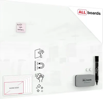 Immagine prodotto di Lavagna in vetro bianca magnetica 120x90 cm CLASSIC + GRATIS