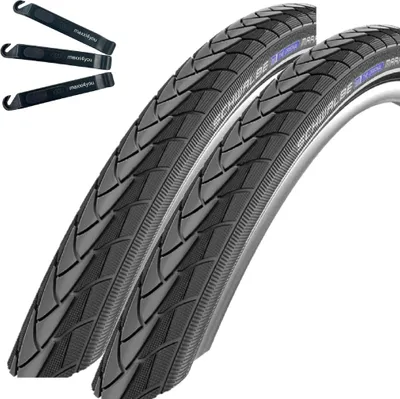 Image de 2 x Schwalbe Marathon Pneus vélo PLUS Performance SmartGuard E-25 noir 47-507 (24 x 1.75) y compris démonte-pneus maxxi4you