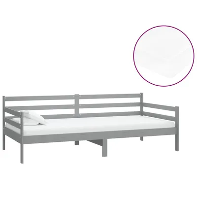 Obrázek produktu pro Denní postel s matrací 90 x 200 cm šedá masivní borové dřevo