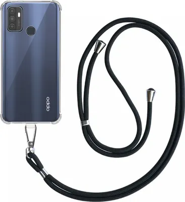 Immagine prodotto di Custodia per telefono adatta a Oppo A11s / A32 / A33 / A53 / A53s trasparente antiurto con cavo telefonico universale staccabile - Custodia backcover in silicone antiurto con cordino - Smartphonics