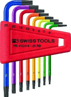 Produktbild von PB Swiss Tools Winkelschraubendreher- Satz im Kunststoffhalter 8-teilig T6-T25 Rainbow Swiss