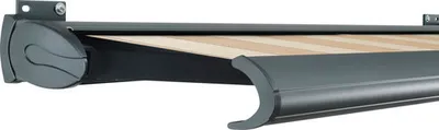 Produktbild von SOLUNA Kassettenmarkise Exclusiv 4,5x2 Dessin S2238 Gestell RAL 7016 anthrazitgrau Antrieb links inkl. Motor und Wandsch