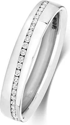 Produktbild von 9 Karat (375) Weißgold 4mm Court Form Diamant Trauring/Ehering/Hochzeitsring Brillant-Schliff 0.13 Karat HI - I1, 54 (17.2); TRS380459KWRSN