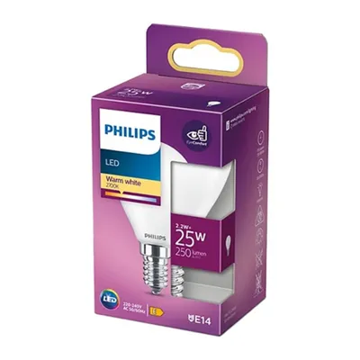Zdjęcie produktu dla Żarówka LED Philips o mocy 2,2W = 25W E14 matowa 250lm ciepła biel 2700K
