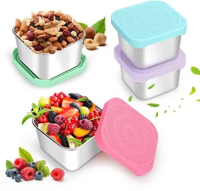 Produktbild von 304-Stahl-Snackbecher-Set, 180 ml, herstellbar, dicht, handlich, metallische, saure- und temperaturbeständige Silikonverschluss-Sosselflaschen