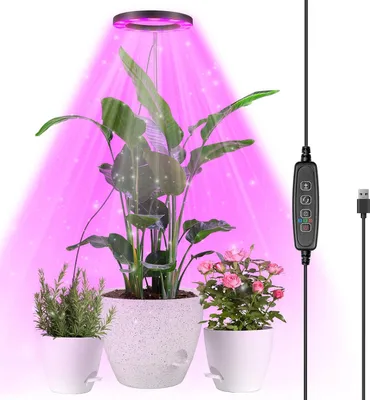 Produktbild von LED Pflanzenlampe 35-155CM Vollspektrum Pflanzenlicht mit 9 Helligkeitsstufen Timer Höhenverstellbares Pflanzenleuchte für Große Pflanzen, Schwarz