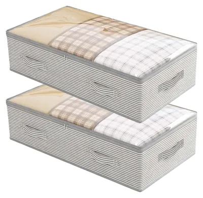 Unterbett-Organizer 2er-Set, 80x40x18 cm, faltbar, mit Sichtfenster