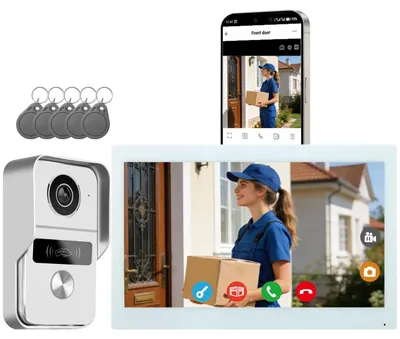 Image de Sonnette vidéo Wi-Fi avec interphone - Caméra 1080p à 2 fils - Écran tactile de 10,1 pouces