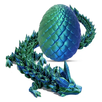 A 3D printed dragon figurine coiled around a dragon egg, presented on a white background.