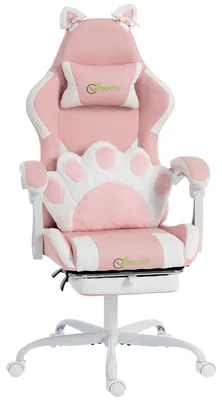 Produktbild von Ergonomischer Gaming-Stuhl mit verstellbarer Fu?stš¹tze, rosa