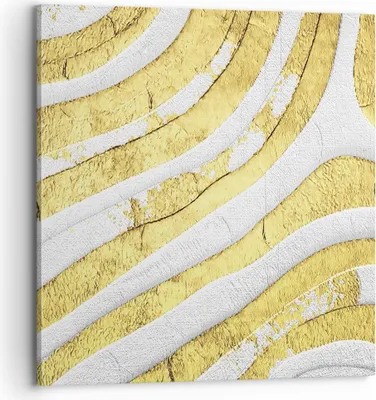 Produktbild von Bild auf Leinwand - Leinwandbild - Einteilig - Abstraktion Gold Weiß - 70x70cm - Wand Bild - Wanddeko - Wandbilder - Leinwanddruck - Bilder - Wanddekoration - Leinwand bilder - Wandbild - AC70x70-4511
