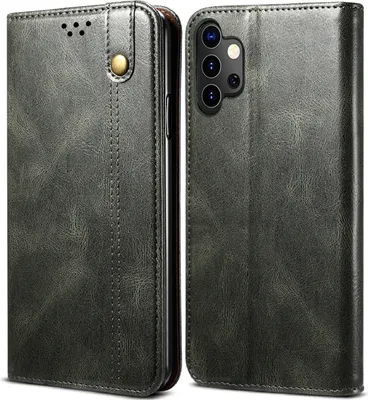 Produktbild von Galaxy A32 5G Hülle, LaimTop Leder Flip Brieftasche Schutzhülle für Samsung Galaxy A32 5G Grün