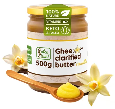 Produktbild von PALCE LIZAĆ Ghee Butter Vanille 500 g Geklärte | Ayurveda, Laktosefrei, Glutenfrei | Butterreinfett, nur aus der Milch von Weidekühen, Keto