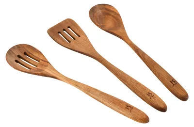 3-teiliges Küchenhelfer-Set aus Akazienholz, Compact