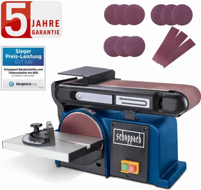 Produktbild von Scheppach Band- und Tellerschleifer BTS800 150mm + 12-tlg. Schleifbänder-/Papier