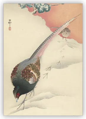 Produktbild von Schöne Künstler Grußkarte: Ohara Koson, 1900 - 1945 - Fasanen Paar im Schnee