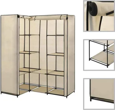 Produktbild von The Living Store Eckkleiderschrank Creme 130 x 87 x 169 cm