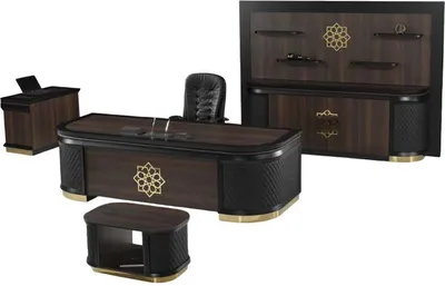 Produktbild von Luxus Schreibtisch Couchtisch Sideboard Schrank Leder Holz Arbeitszimmer 4tlg