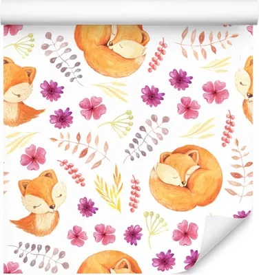 Produktbild von 10m VLIES TAPETE Rolle Kinderzimmer Waldtiere Füchse Nacht Aquarell XXL