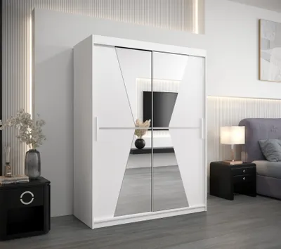 Produktbild von Kleiderschrank mit Spiegeln MILANA – Breite 150 cm, weiß