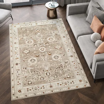 Produktbild von Tapiso Teppich RETRO Modern Used Effekt Beige Grau Wohnzimmer 120 x 170 cm