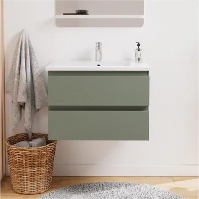 Immagine prodotto di Gruppo lavabo singolo 60cm con piano in Vetroceramica e rubinetto cromato SORRENTO