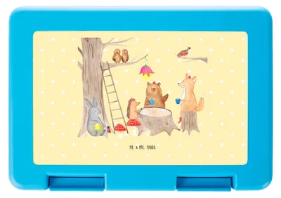 Produktbild von Mr. & Mrs. Panda Snackbox Waldtiere Picknick - Gelb Pastell - Geschenk, Igel, Lustige Sprüche, Maus, Pausenbox, Brotzeitdose, Bento Box, Bentobox, Eichhörnchen, Fuchs