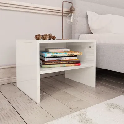 Obrázek produktu pro vidaXL Noční stolek vysoký lesk bílý 40x30x30 cm Dřevěný materiál