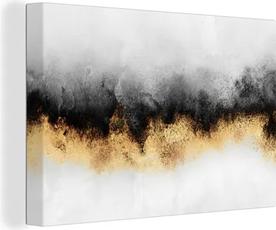 Produktbild von OneMillionCanvasses® - Leinwandbilder - 140x90 cm, Gold - Chic - Abstrakt - Schwarz - Weiß - Luxus, Wandbilder Kunstdruck Wanddekoration - Foto auf Leinwand - Gemälde auf Holzrahmen