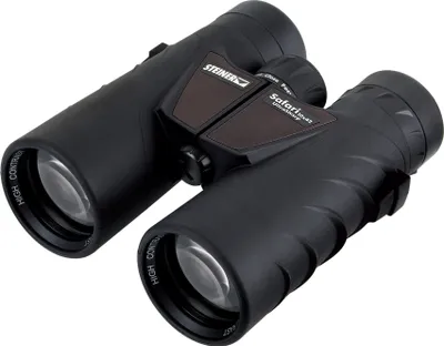 A pair of black Steiner Safari UltraSharp 10x42 binoculars is shown against a white background.