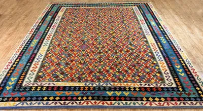 Produktbild von Teppich KELIM ORIGINAL | Farbe: Multi; Größe: 309x386 cm | strapazierfähig und leicht zu reinigen | Wohnzimmer | Schlafzimmer