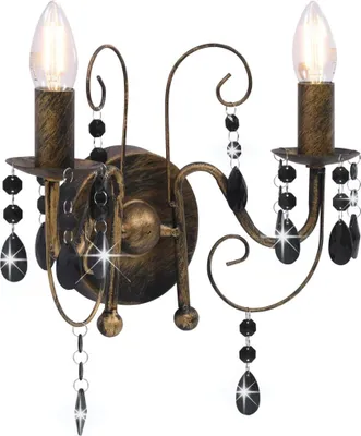 Imagen del producto de Lámpara de pared con cuentas antiguo con 2 bombillas E14