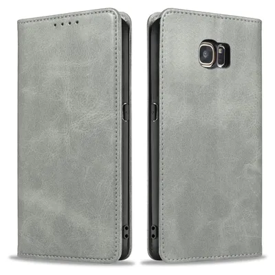 Produktbild von Handyhülle für Samsung Galaxy S7 Edge Kunstleder Flip Cover Hülle Klapphülle Case Kartenfach Farbe: Grau