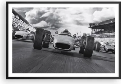 Produktbild von Gerahmtes Poster - Schwarzer Rahmen - Formel 1 Schwarz und Weiß - 91,5x61 cm - Wand Bild - Wanddeko - Wandbilder - Wandposter - Bilderrahmen - Bilder - Kunstdruck - Wandbild - P2BAA91x61-4127
