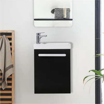 Image de Meuble lave-mains suspendu NEVADA avec poignée porte serviette