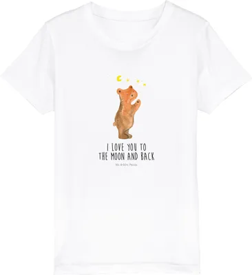 Produktbild von Mr. & Mrs. Panda Kleinkinder T-Shirt Verliebter Bär 9-11 Jahre (134/146) - Weiß - Geschenk, Verliebte, Kurzarm Kinder, To The Moon And Back, Bio, Kindershirt, Teddy