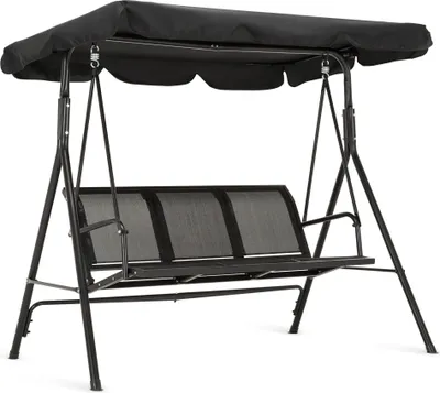 Produktbild von MCombo 3-Sitzer Hollywoodschaukel Gartenschaukel Gartenliege Schaukelbank 8007BK (Schwarz)