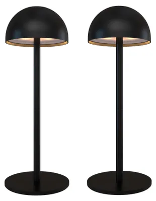 Produktbild von Ledvion 2x Wiederaufladbare LED Tischleuchte Mattschwarz Dimmbar Warmweiss