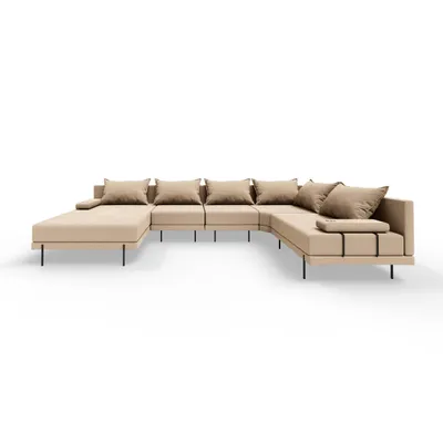 Produktbild von TRADA Gartenecksofa Bahama XL Beige Rechts  370x175 cm Gartenmöbel set Wasserabweisend Stoff