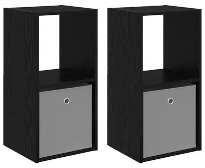 Zdjęcie produktu dla Stolik nocny z szufladą 2 pcs Czarny Dąb 35 x 32 x 68,5 cm