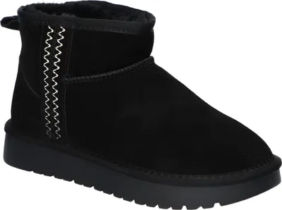 Produktbild von AMERICAN CLUB Cy182 Damen Winterboots Echtleder gefüttert, warme Schneestiefel mit Fell, Damen Winterschuhe, Schwarz 39