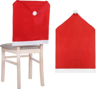 Image de Housse de chaise Bonnet de Père Noël Housse de chaise Dossier Dimensions 48x68 cm Décoration Noël