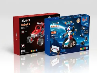 Productafbeelding van STEM-bouwsets - Robot B en Robot J - 8-in-1 - Educatief speelgoed - Bouwstenen - Geschikt voor kinderen van 6-12 jaar - Thema: sport