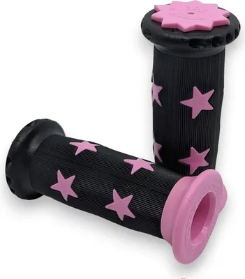 Produktbild von Kinder Fahrradgriffe 90mm mit Sternen Schwarz-Rosa