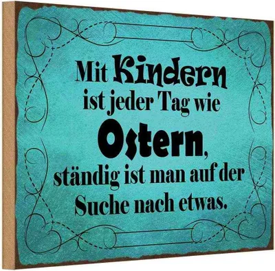 Produktbild von vianmo Holzschild 20x30 cm mit Kindern ist jeder Tag Ostern Kids Kinder Teens