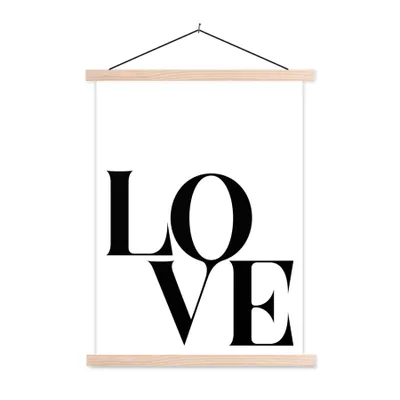 Produktbild von MuchoWow® Textilposter Text - Liebe - Zitate 40x53 cm mit holzfarbenen Rahmen - Schlafzimmer