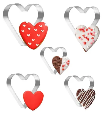 Produktbild von Herz Ausstecher Set 5 Stück Edelstahl Plätzchen Ausstecher 5 Größen Valentinstag Weihnachten DIY