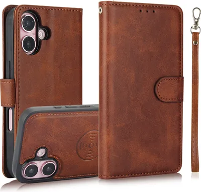 Produktbild von Mobigear Wallet iPhone 16 Plus Hülle Abnehmbare 2in1 Klapphülle Geldbörse - Braun